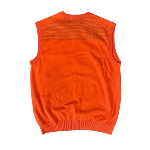 NWT Cutter & Buck Orange Cotton V Neck Outdoor Tight Knit Sweater Vest Sz Medium - Picture 2 of 12